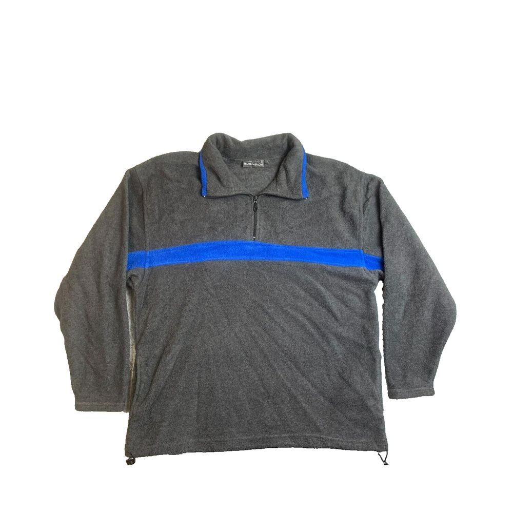 Burnside Jacket Adult Extra Large Gray Blue 1/4 Zip Sherpa Fleece Mock Neck Mens